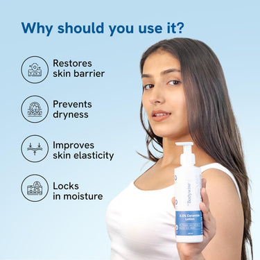 Be Bodywise 0.5% Ceramides Lotion 200ml | For Dull & Dry Skin | Strengthens Skin Barrier, Prevents Dryness & Locks In Moisture | With 3 Essential Ceramides, Hyaluronic Acid & Turmeric Extract